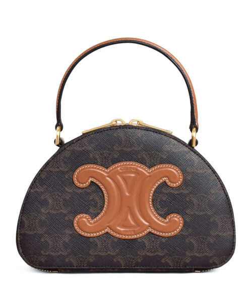 Celine Logo Print Half Moon Box Bag 10K642 Coffee